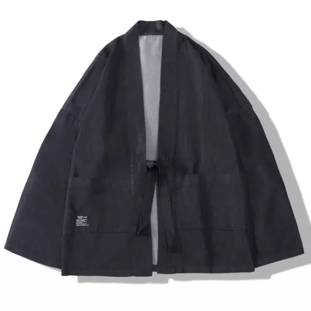 Hommes Kimono Jeans Cardigan Manteau Japonais Yukata Veste Desseré Décontracté