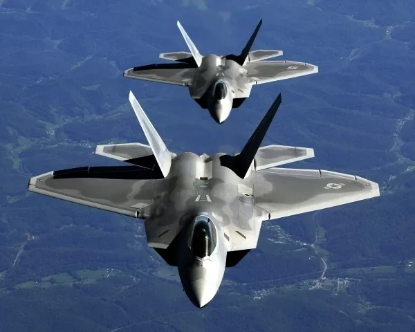 New 11x14 Military Photo: F-22A Raptors in Column Flight, Jet Fighter Aircraft