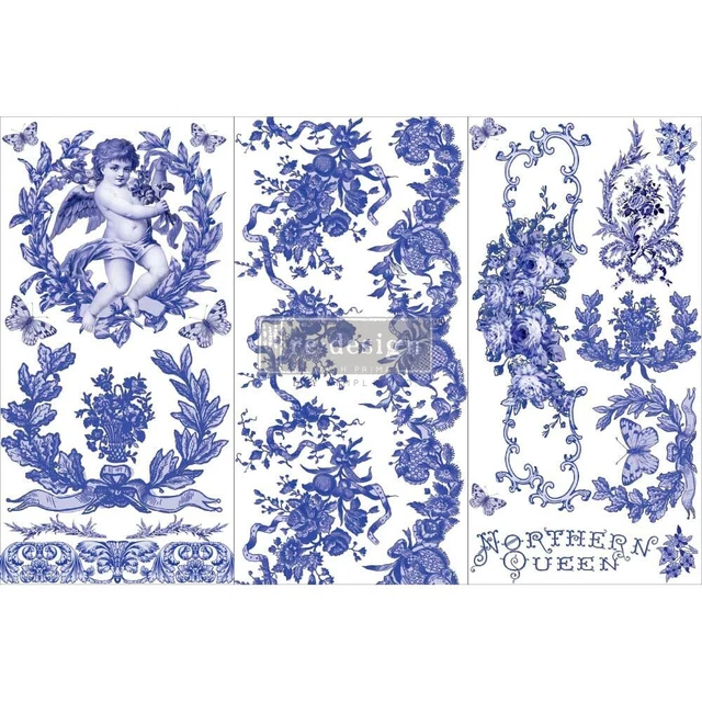 Prima Marketing Re-Design Dekor Transfers 6""x12"" 3/Blatt - French Bue RE656683
