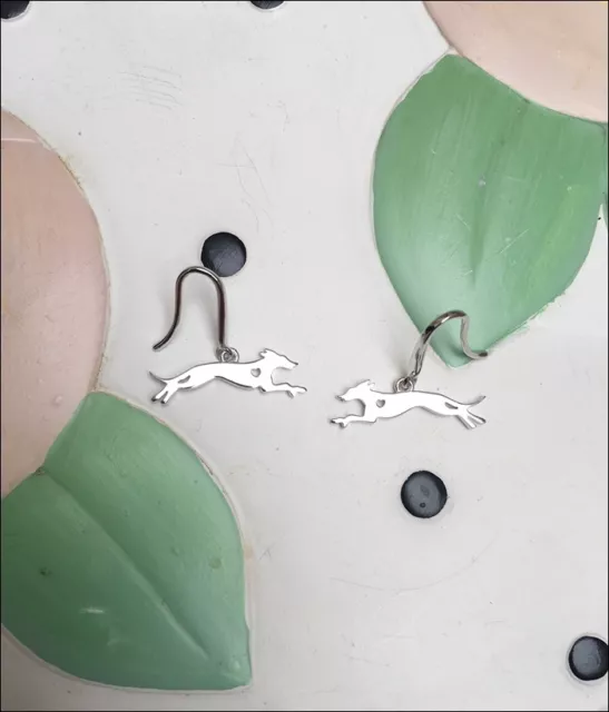 Greyhound Sterling Silver Earrings - New - FREE SHIPPING