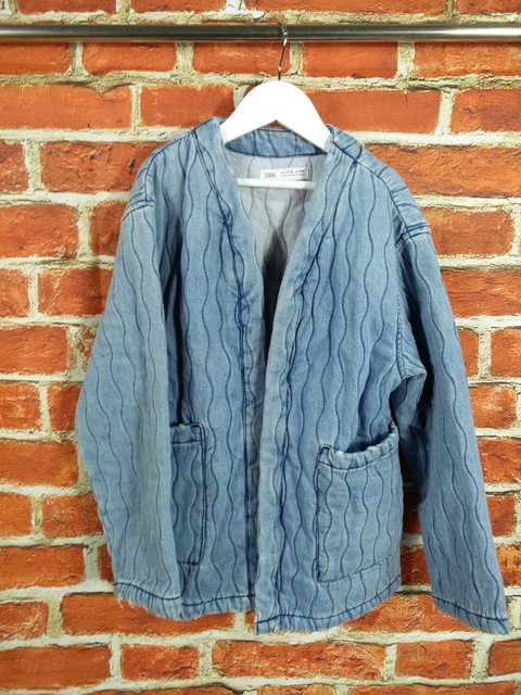 Girls Zara Light Blue Denim Quilted Open Coat Age 11-12 Years Jacket Kids 152Cm