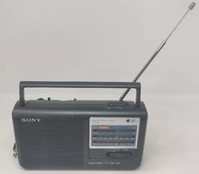 Sony ICF-36 Weather TV AM FM 4 Band Portable Radio with Antennae TESTED
