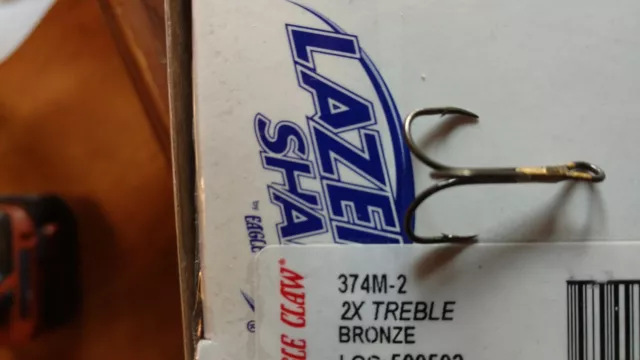 EAGLE CLAW L374 Size #2 Lazer Sharp 2X strong Treble Hooks 50 Pieces Bronze  374M $14.50 - PicClick