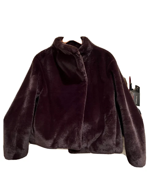THEORY Offset Faux Fur Shearling Jacket in ESPRESSO SIZE S
