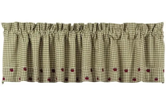 Apple Valley Design Lined Valance Window Curtains 100% Cotton Fabric 72”x14”