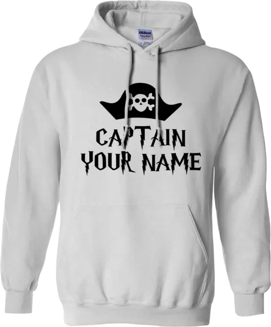 Captain Personlised Your NAME Hoodie Pirates Blackbeard Funny Vintage Gifts