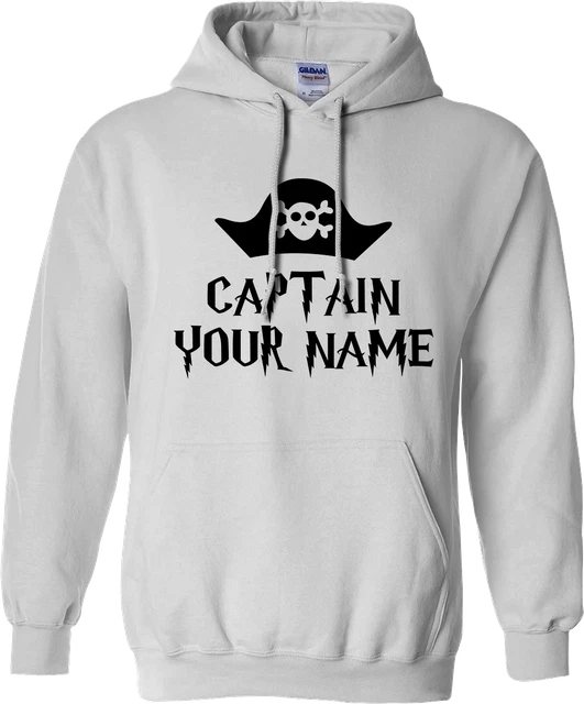 Captain Personlised Your NAME Hoodie Pirates Blackbeard Funny Vintage Gifts