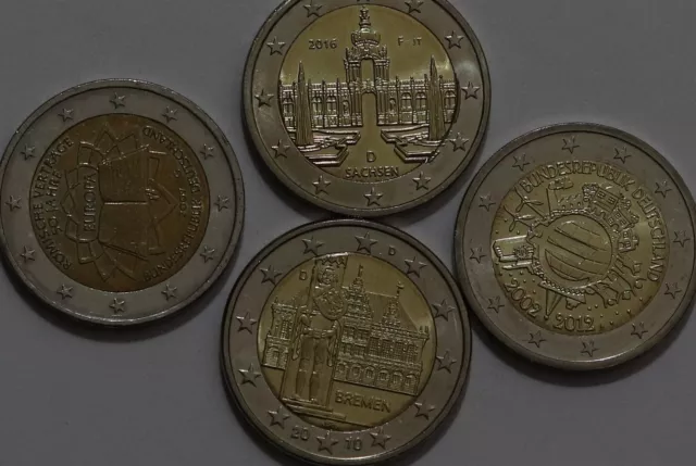 🧭 🇩🇪 Germany 2 Euro - 4 Commemorative Coins B56 #41