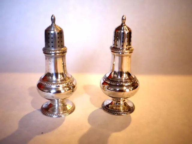 Pair / Vintage Sterling Silver Salt Casters Shakers / M. Fred Hirsch Co 1920-45
