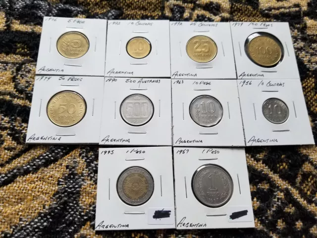 Argentina : Collection of 10 Different Circulated Coins - ix