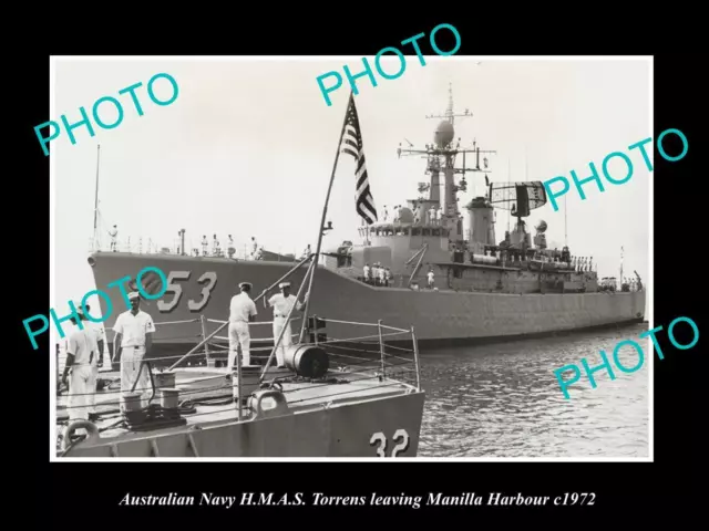 OLD 8x6 HISTORIC AUSTRALIAN NAVY PHOTO OF THE HMAS TORRENS SHIP c1972