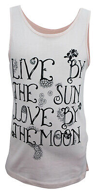 Girls H&M Vest Tank Top Live By Print Light Pink Age 8 to 15 Years
