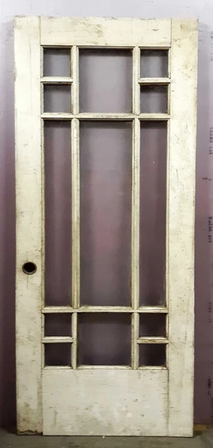 31.5"x79.5"x1.75" Antique Vintage Wood Wooden Exterior Entry Door Windows Glass