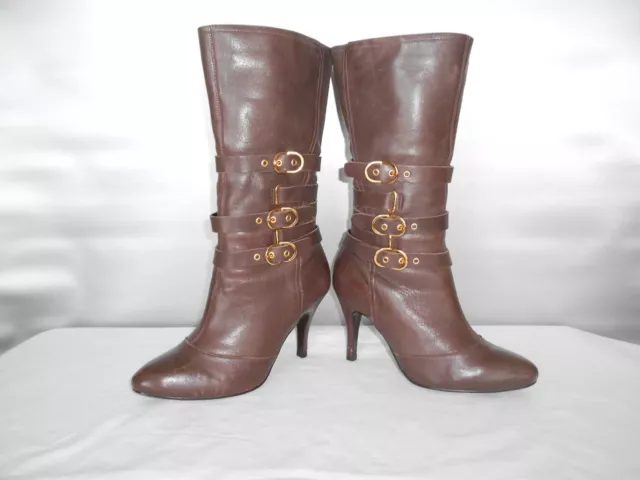 WOMEN'S BAKERS KELSEY Brown Leather Fashion Mid Calf Boots Size 7.5 B ...