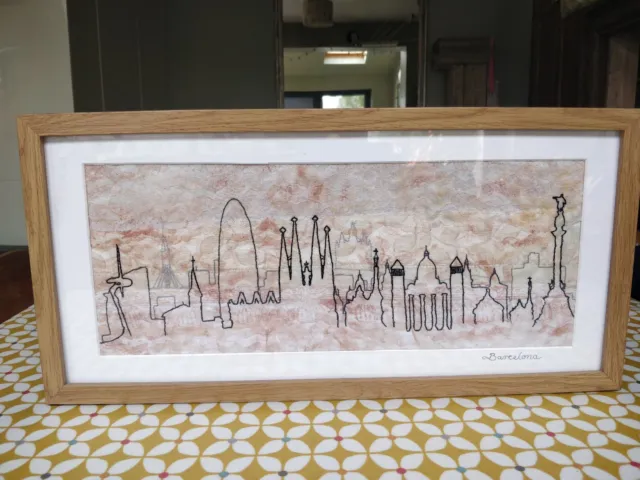 Thread & Clay TEXTILE ART MACHINE EMBROIDERED PICTURE OF  Barcelona