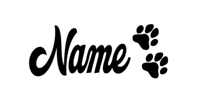 Personalised Pet Bowl Paw Print Name Vinyl Decal Sticker Dog Puppy Cat Kitten