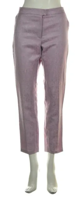 Topshop Womens Pants Size 8 Purple Metallic Straight Leg Cropped Dress Slacks