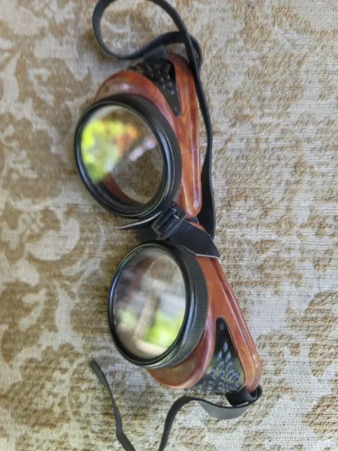 Antique American Optical Duralite Goggles Vtg Old AO Bakelite Safety Glasses 3
