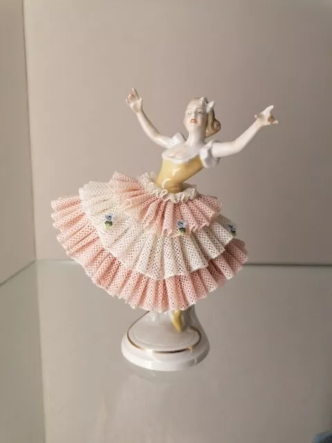 Tänzerin Sängering Ballerina Tüll Spitzenkleid  Unterweissbach  Porzellanfigur