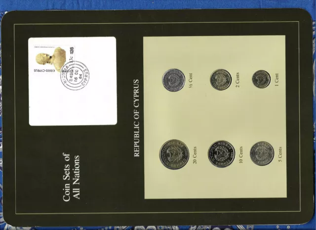 Coin Sets of All Nations Cyprus w/card UNC 1983-1990 1,10,20 Cents 1990 16OC84