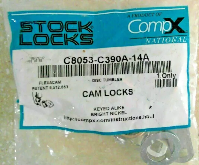COMPX NATIONAL Stock Locks C8053-C390A-14A Master Bright Nickel Keyed Alike