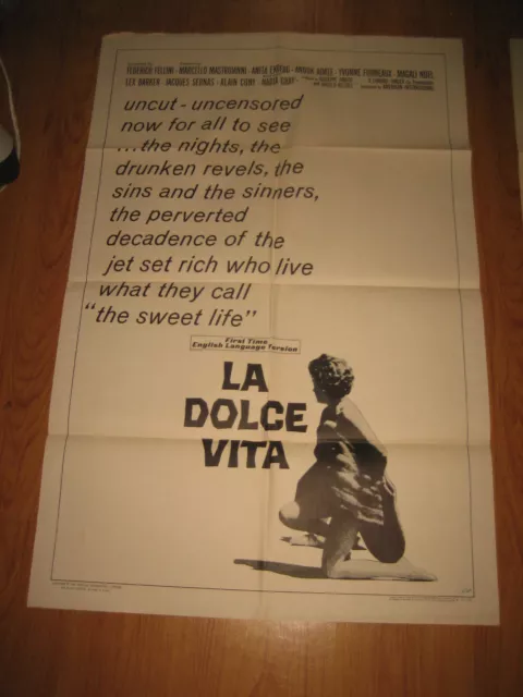 La Dolce Vita Original 1sh Movie Poster R66 Federico Fellini, sexy Anita Ekberg!