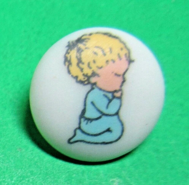 VINTAGE JHB BORN On Sunday Nursery Rhyme ButtonChild PrayingM143 4.