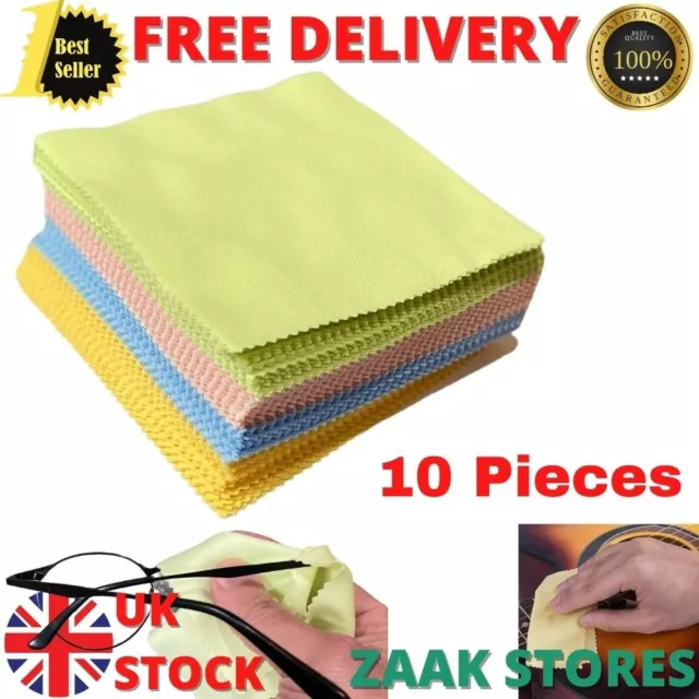 10 Microfiber Spectacle Cleaning Cloths Camera Lens Glasses Mobile Phone Cleaner