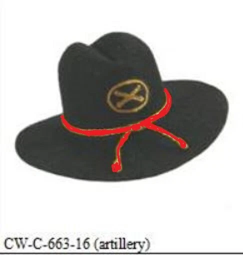 Chapeau 1/6 Battle Gear Toys - Stetson Officier Artillerie Tresse Rouge Guerre De Sécession