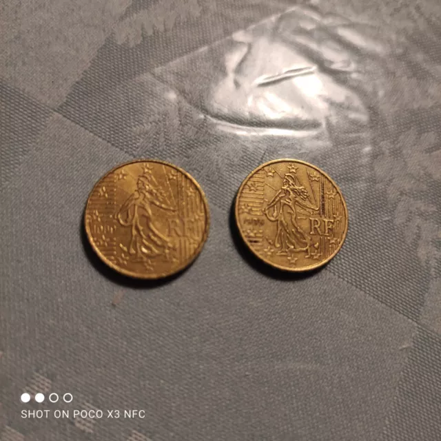 Lot de 2 pièce de  10 centimes d’euro, France , 1999