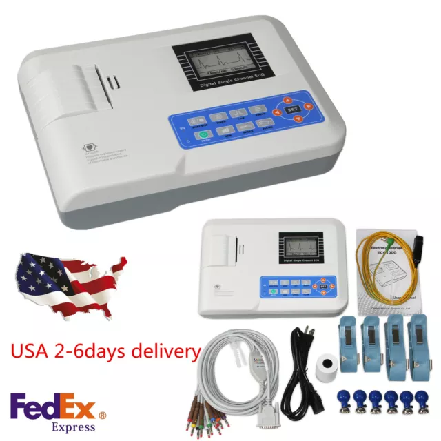 ECG 100G Machine Single Channel 12 lead EKG Electrocardiograph,Printer,CE/FDA US