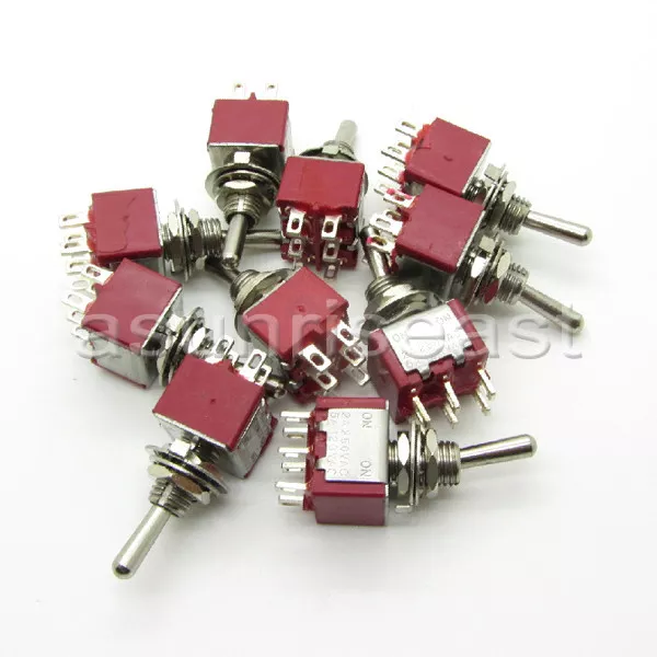 50×Mini Toggle Switch DPDT 2 Position ON-ON 4-PIN 250V 2A 125V 6A Wholesale