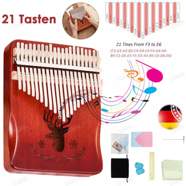 21 Tasten Kalimba Daumen Klavier Finger Mahagoni Holz Keyboard Musikinstrument