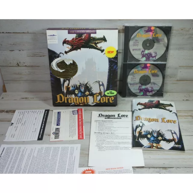 Dragon Lore Big Box PC Game 1994 IBM CDROM - Mindscape w/ Foam+Manual+Inserts