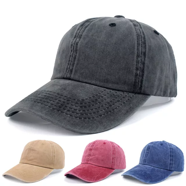 Women Men Cotton Baseball Cap Washed Adjustable Hat Plain Solid Blank Hats