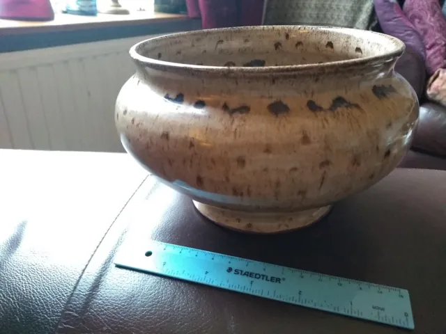 Bolingey Pottery, Perranporth. Honeycomb Glaze Bowl. 4" Tall, 6" Rim Dia. ME.