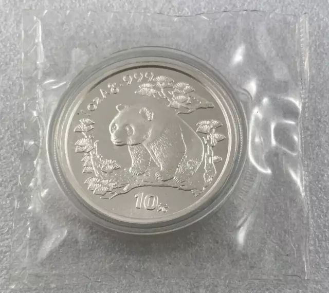 1997 China Panda 10 Yuan Silver Coin Large Date - Still Sealed - Genuine!