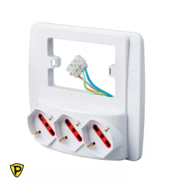 Multipresa da Parete 3 vie schuko elimina Smart compatibile con tutte le placche