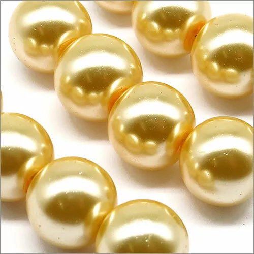 Lot de 10 Perles Nacrées en Verre 12mm Jaune Aurore