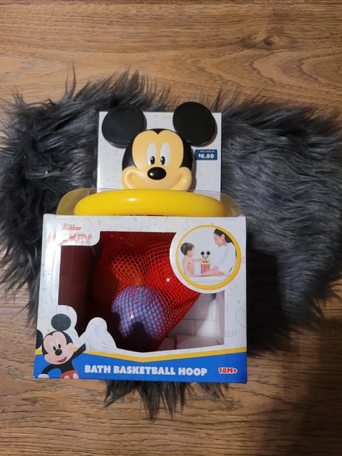 DISNEY MICKEY MOUSE Bath Basketball Hoop Suctions Bath Toy 3 Floating