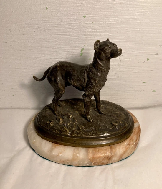 Sculpture en bronze. "Chien à l'affût". Époque milieu XIXème. dlg de Mène.