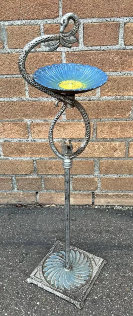 Art Deco Ashtray Stand Snake Verona Cast Iron Enamel Garden of Eden Sin Vice