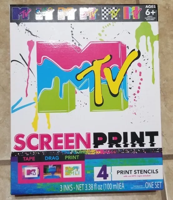 Kit de serigrafía MTV HAZLO TÚ MISMO (4 plantillas de logotipo de MTV impresas incluidas)