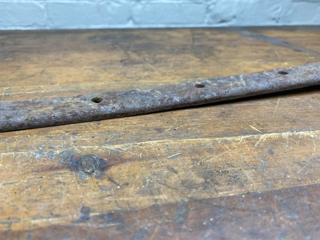 Antique 18"L Iron Strap Hinge w/ Spade Tip ~ Hand Forged Old Barn Door Hardware 3
