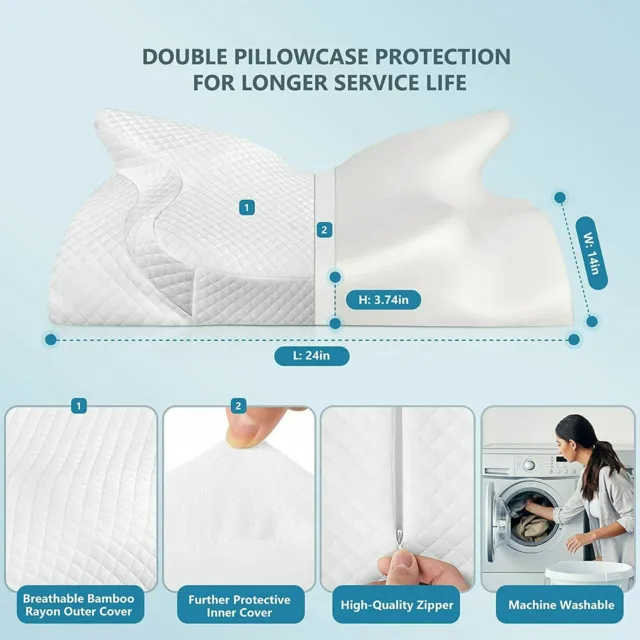 24'' Memory Foam Orthopedic Cervical Pillow Neck＆Shoulder Pain Relief Comfort 7