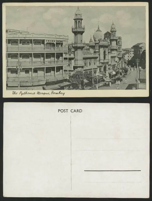 India Old Postcard Pydhonie Mosque, Street Scene Bombay