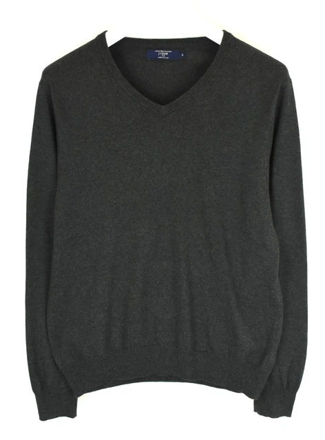 J. CREW Pull En Coton Avec Cachemire Pour Homme Taille M Tricoté Col V Gris