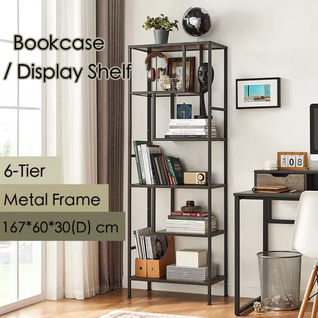 6-Tier Bookcase Display Shelf Storage Organizer Cabinet Stand Home Office Booksh