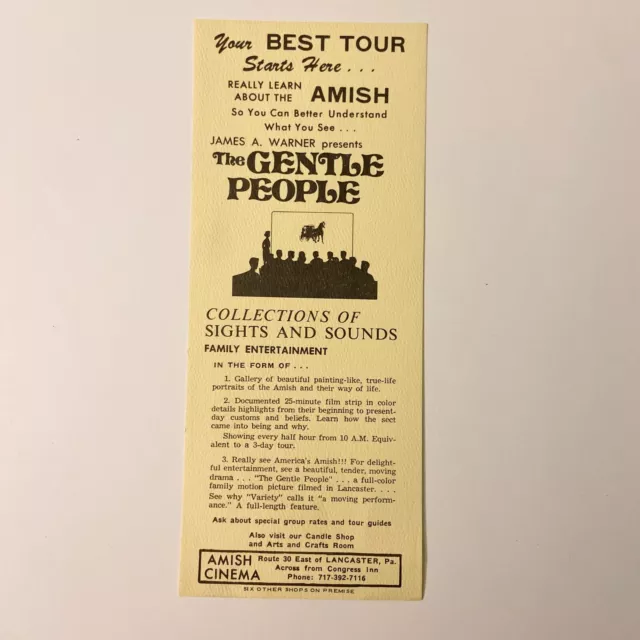 Vintage James Warner Amish The Gentle People Cinema Show Brochure Leaflet