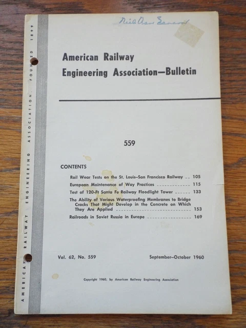1960 American Railway Engineering Association Bulletin - Railroad Train Booklet